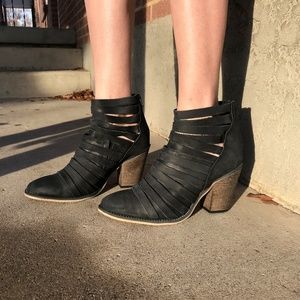 Free People Hybrid Sliced Leather Booties Boots